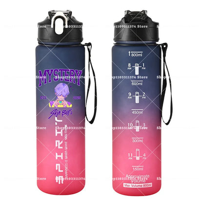 800ml Kpop Demon Hunters Girls Boys Outdoor Water Bottles Anime Portable Large Drinking Straw Water Cups Cartoon Sport Bottle