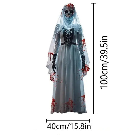 2D Halloween Horror Skull Bride Flag Halloween Horror Atmosphere Background Cloth Haunted House Indoor and Outdoor Decoration