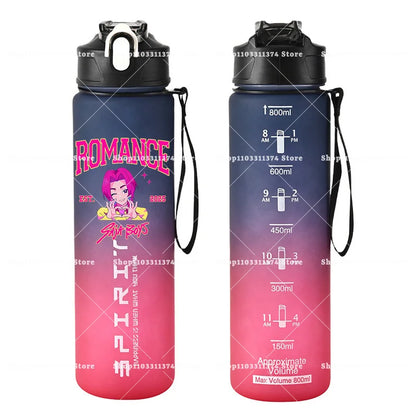800ml Kpop Demon Hunters Girls Boys Outdoor Water Bottles Anime Portable Large Drinking Straw Water Cups Cartoon Sport Bottle