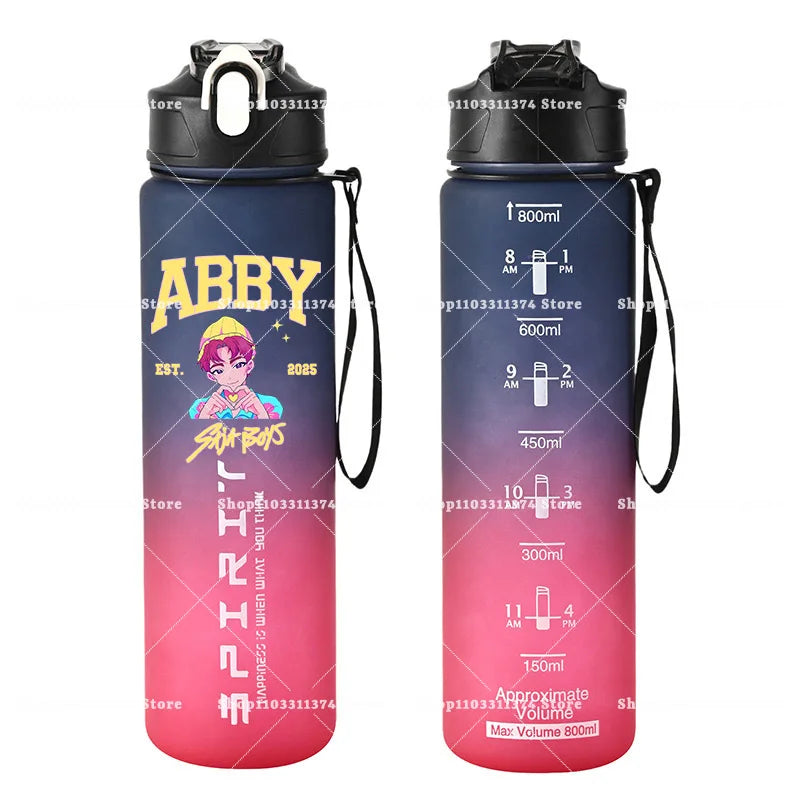 800ml Kpop Demon Hunters Girls Boys Outdoor Water Bottles Anime Portable Large Drinking Straw Water Cups Cartoon Sport Bottle
