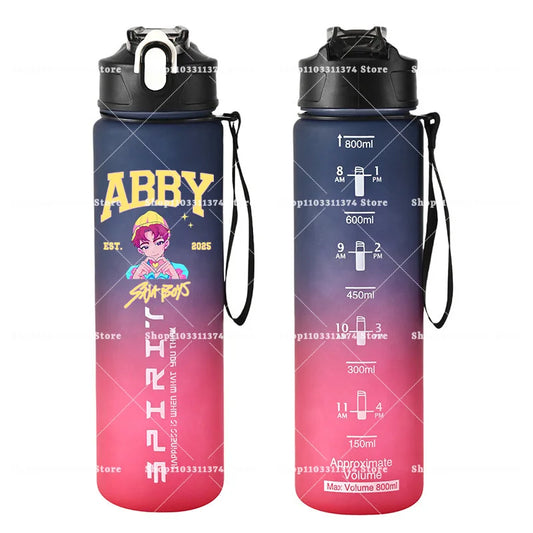 800ml Kpop Demon Hunters Girls Boys Outdoor Water Bottles Anime Portable Large Drinking Straw Water Cups Cartoon Sport Bottle
