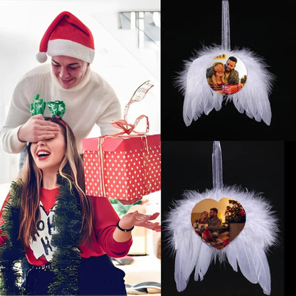 Personalised Christmas gift feather angel wings ornament custom image angel wings feathers suitable for holiday decoration