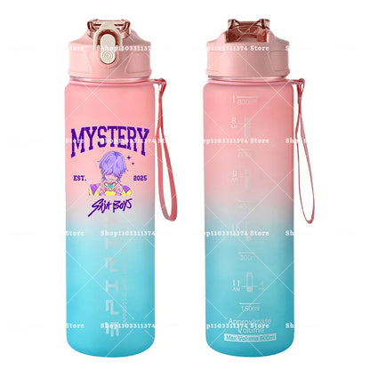 800ml Kpop Demon Hunters Girls Boys Outdoor Water Bottles Anime Portable Large Drinking Straw Water Cups Cartoon Sport Bottle