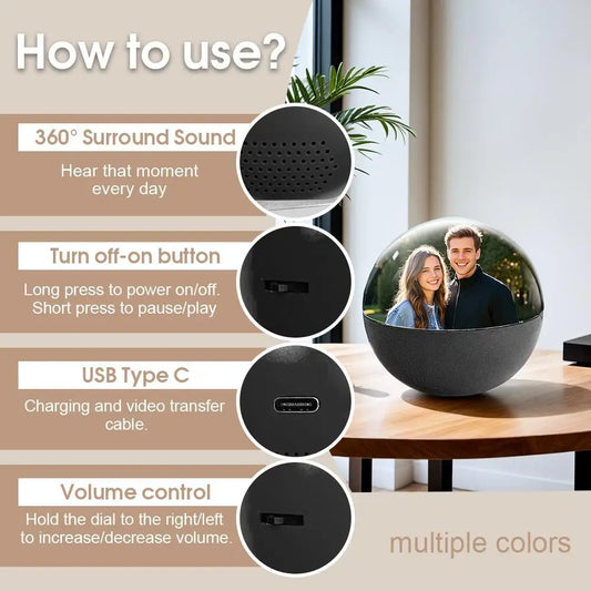 3D Crystal Ball Ultrasound With Electronic Display Sound 3D Memory Crystal Ball Video Player Electronic Screen Ball
